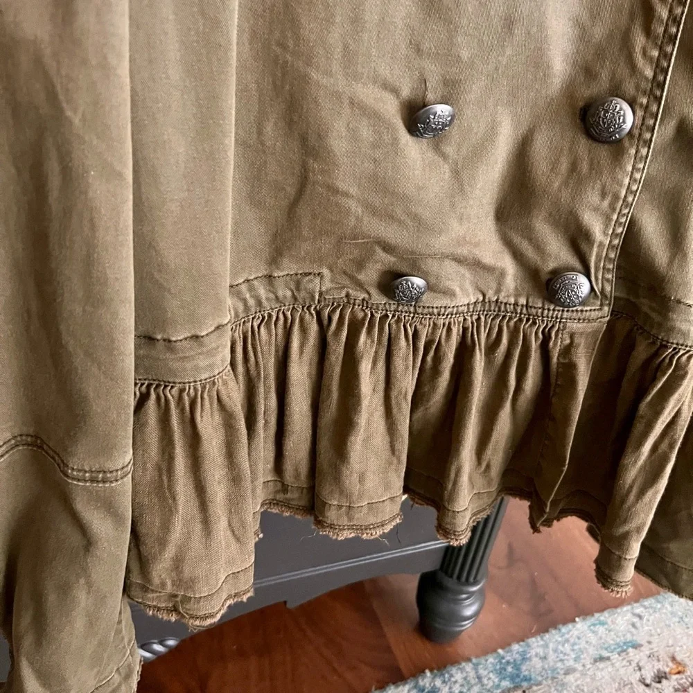 Free People Olive Green Military Jacket with peplum - Picture 6 of 10